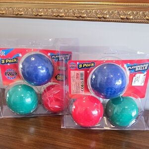 Two 3 - Pacs Playground Balls - Blue, Red, Green NWT